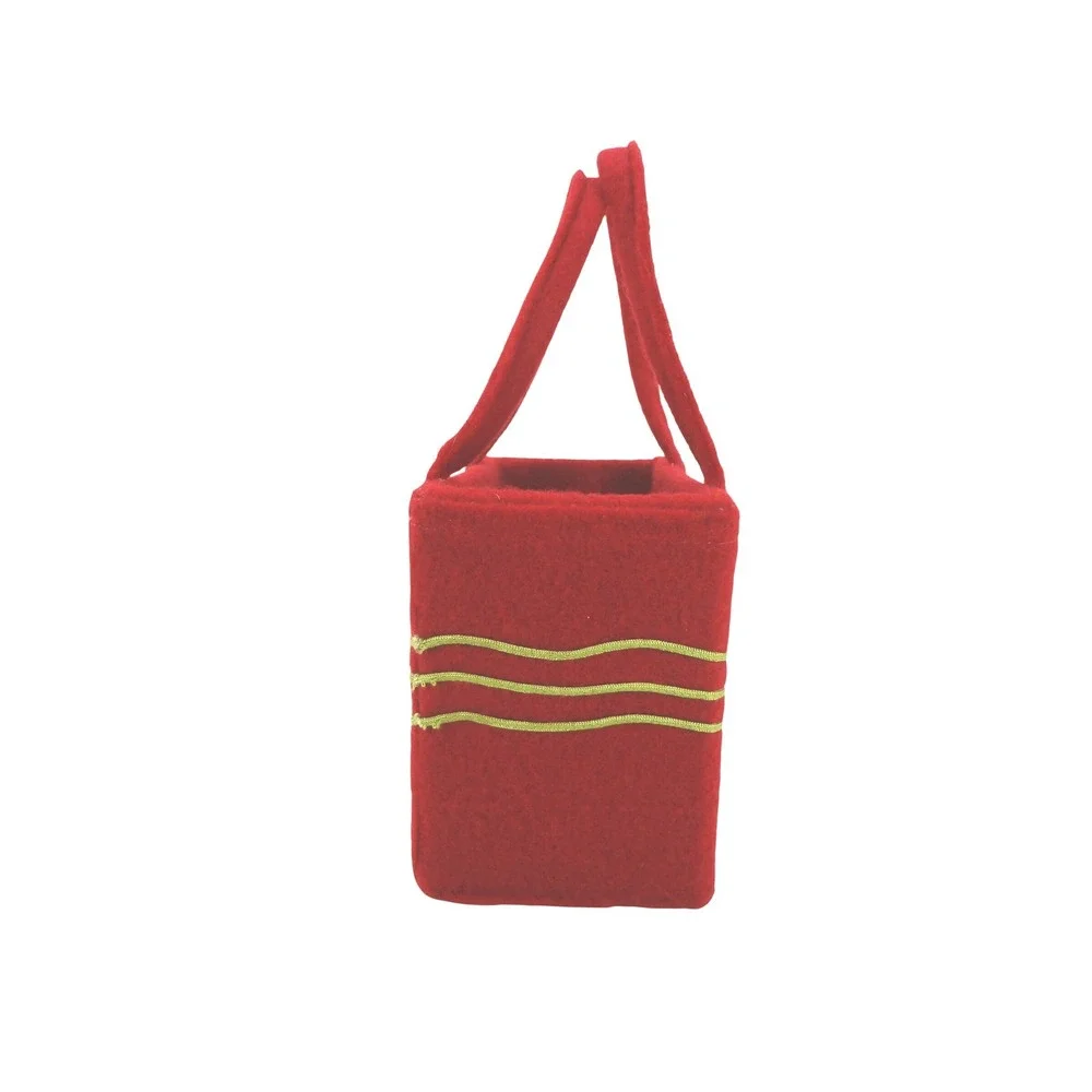 Vintage Kittens in‎ Pajamas Square Red Felt Handbag Accessory Pouch